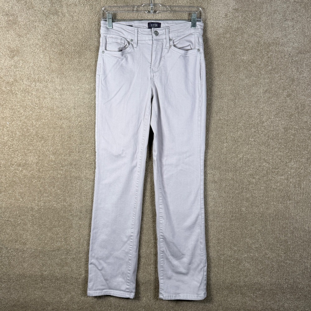 NYDJ Marilyn Straight Jeans Womens 2 Grey Lift Tuck Stretch Denim Pants Casual